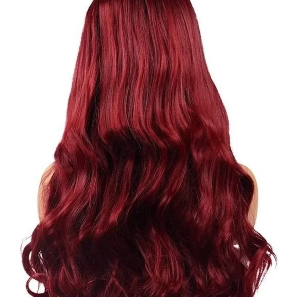 Black Red Curly Lace Front Wig